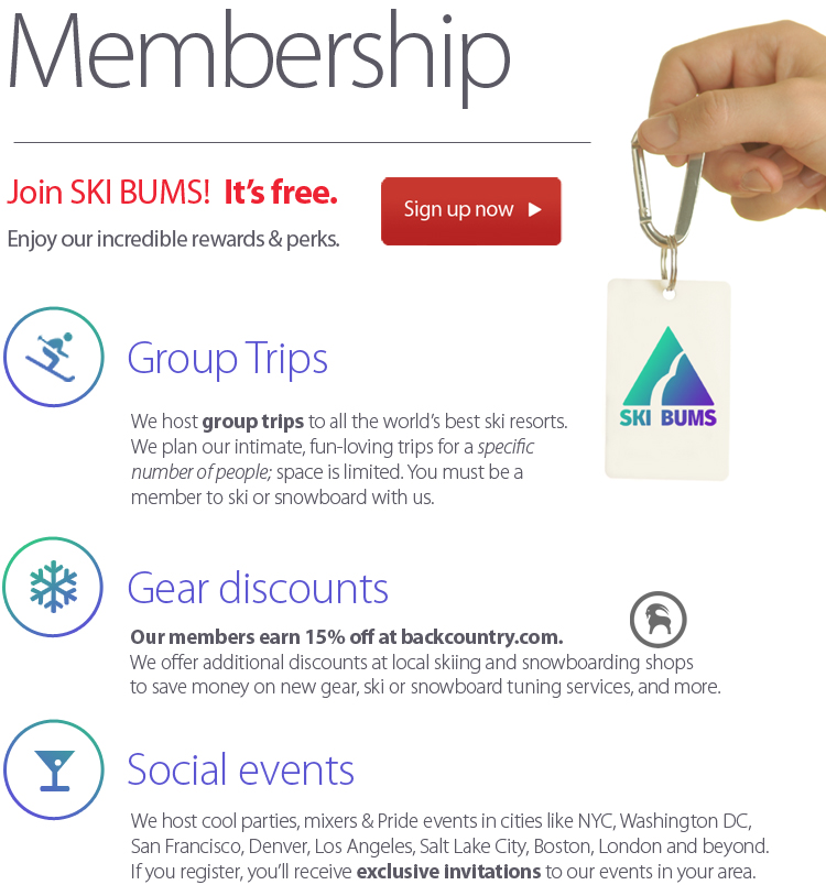 Free membership in SKI BUMS